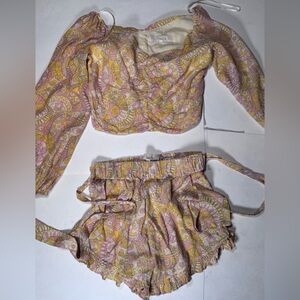 Bohemian Paisley Two-Piece Set in Pink and Yellow